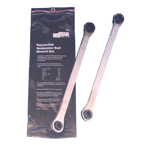 Lang Tools 2 Piece Ratcheting Serpentine Belt Wrench Set 8584
